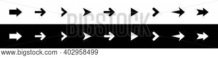 Arrow Icons Set. Collection Black And White Arrow. Modern Flat Simple Arrows Isolated.
