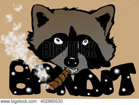 Image Of A  Bandit Raccoon With Cigar