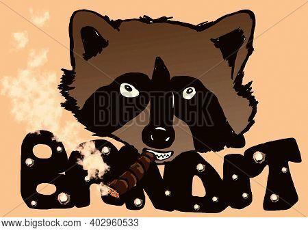 Vintage Bandit Raccoon Image With Big Cigar