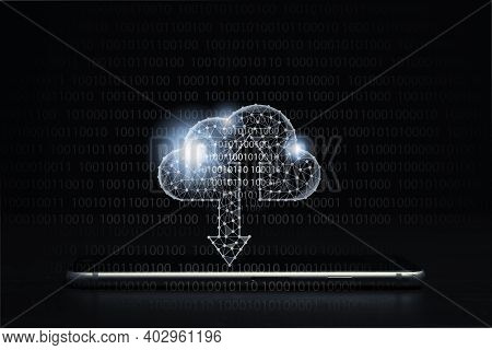 Cloud Computing Technology Transformation Concept, Virtual Cloud Computing For Transfer Upload And D