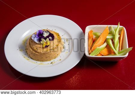 Mediterranean Appetizer Called Hummus, Made Of Garbanzo Beans.