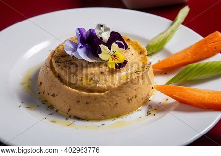 Mediterranean Appetizer Called Hummus, Made Of Garbanzo Beans.
