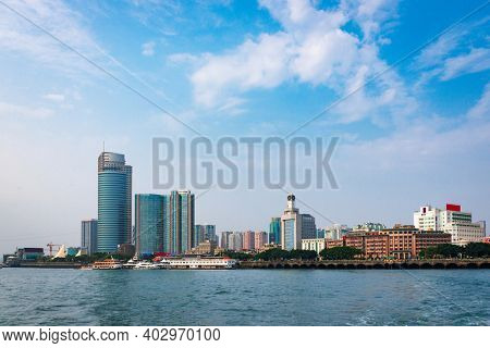 Xiamen, China city skyline in the afternoon.