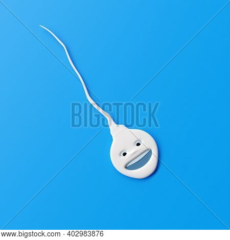 Sweet little smiling sperm symbol 3D illustration