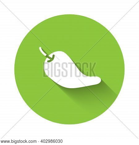 White Hot Chili Pepper Pod Icon Isolated With Long Shadow. Design For Grocery, Culinary Products, Se