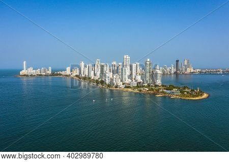 Modern Skyline Of Cartagena De Indias In Colombia On The Caribbean Coast Of South America. Bocagrand
