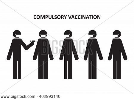 Compulsory Vaccination Poster With People In Masks