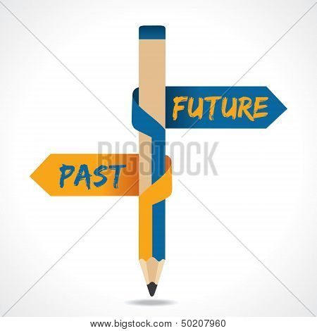 PAST & FUTURE arrow in opposite of pencil stock vetor