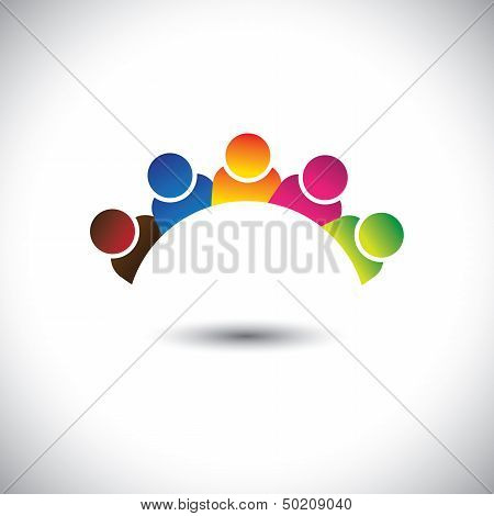 Colorful Office Executives(employees) Unity & Diversity- Vector Graphic