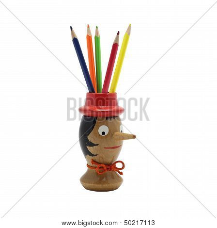 Color pencils in holder.