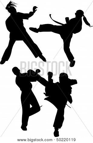 karate silhouette vector