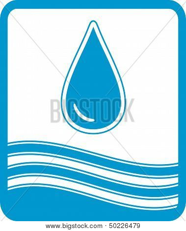 symbol with water drop and wave