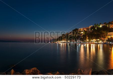 Baska Voda In Croatia At Night.