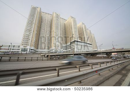 MOSCOW - APR 10: The house on Begovaya on April 10, 2013. The house was built by Donstroy, put into operation in 2011