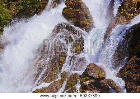 Waterfall Near Briksdal Glacier - Norway