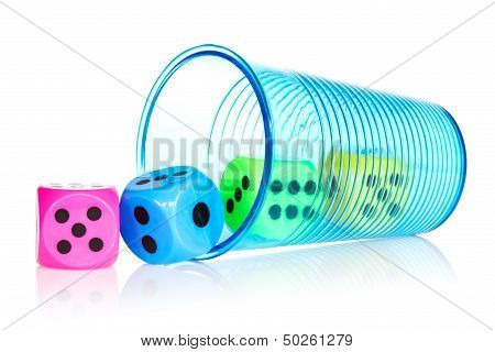 Plastic Cup With Colorful Dice
