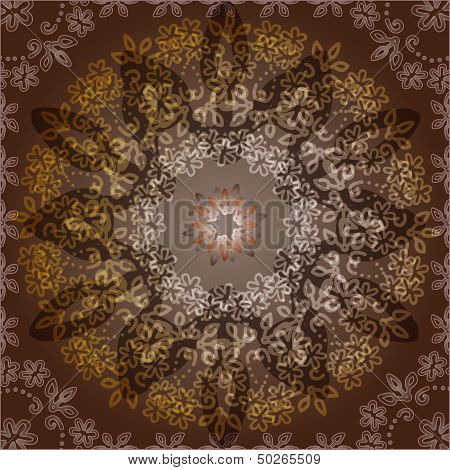 Abstract Card With Brown Floral Painting