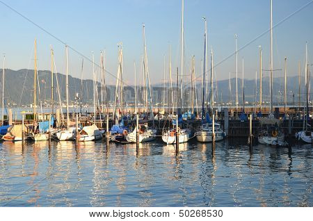 Picturesque marina of Lindau on Lake Bodensee, Germany