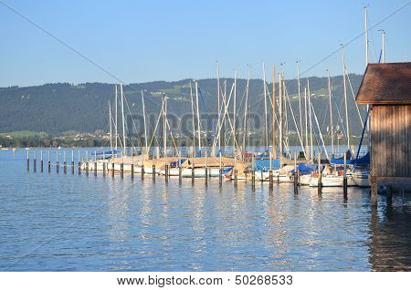 Picturesque marina of Lindau on Lake Bodensee, Germany