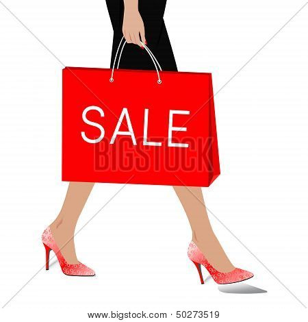 Woman with package sale