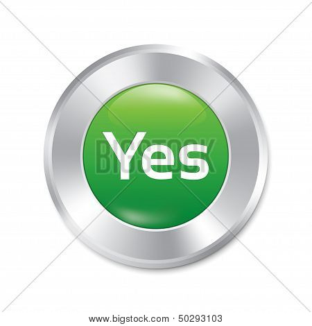 Yes button. Vector accept green round sticker.
