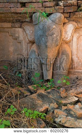Elephant Image In Ancient Burmese Buddhist Pagodas