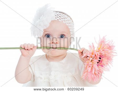 Funny Baby Girl With Flower