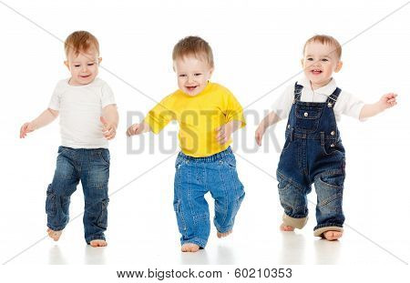 Children Play Game And Racing Run. Competition