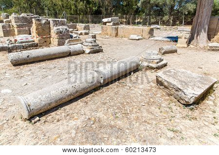 Monastery (friary) In Messara Valley At Crete Island In Greece. Messara - Is  Largest Plain In Crete