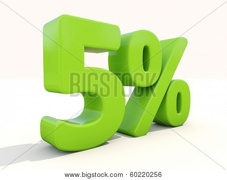Five percent off. Discount 5%. 3D illustration.