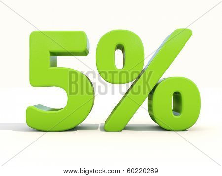 Five percent off. Discount 5%. 3D illustration.