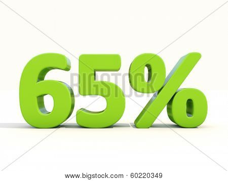 65 percent off. Discount 65%. 3D illustration.