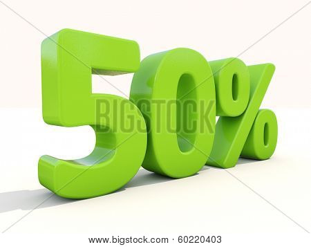 Fifty percent off. Discount 50%. 3D illustration.