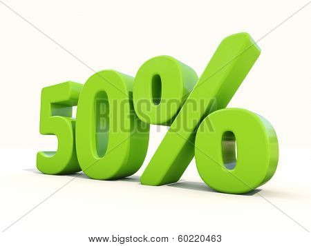 Fifty percent off. Discount 50%. 3D illustration.