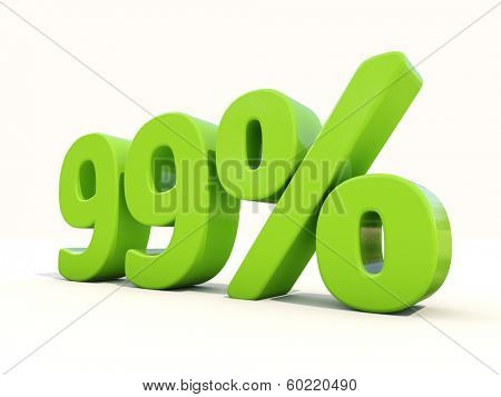 Ninety-nine percent off. Discount 99%. 3D illustration.
