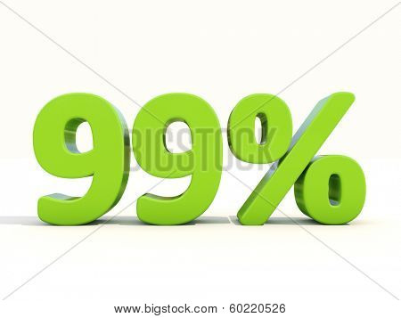 Ninety-nine percent off. Discount 99%. 3D illustration.