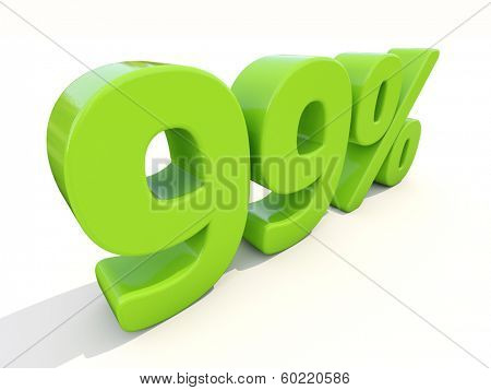 Ninety-nine percent off. Discount 99%. 3D illustration.
