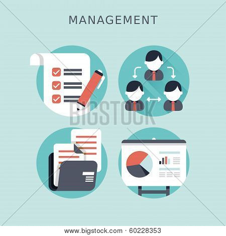 Flat Design Concept Of Business Management