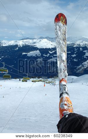 Ski And Boot On The Slope