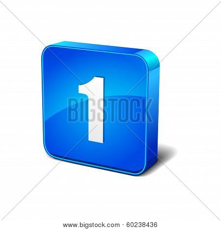 1 Number Rounded Corner Blue Vector Icon Button