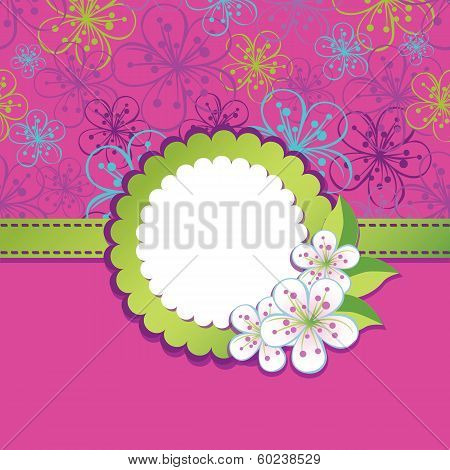Spring Design Template.cherry Flowers Background