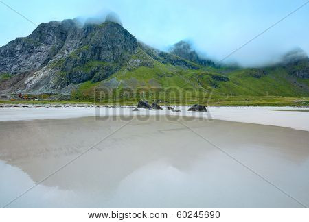 Ramberg Beach Summer Cloudy View (norway, Lofoten).