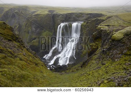 Fagrifoss Waterfall In Iceland.
