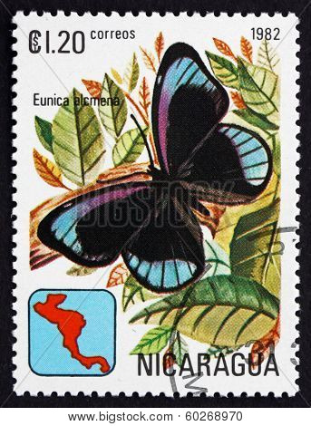 Postage Stamp Nicaragua 1982 Midnight Blue, Butterfly