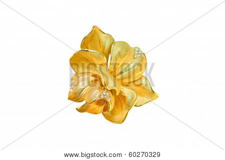 golden brooch with diamonds