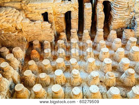 Roman bath floor in the city of Beit She'an in Israel