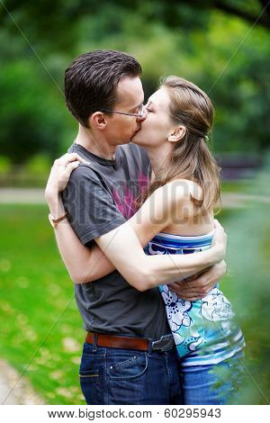 Romantic Kiss In The Park