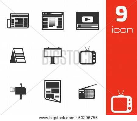 Vector black advertisement icons set