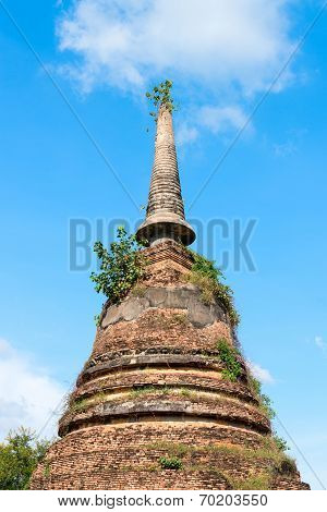 Ruins Of Buddhist Stupa Or Chedi Temple