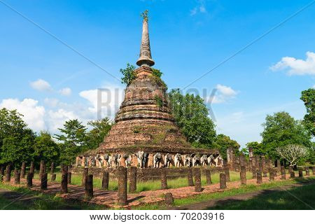 Ruins Of Buddhist Stupa Or Chedi Temple